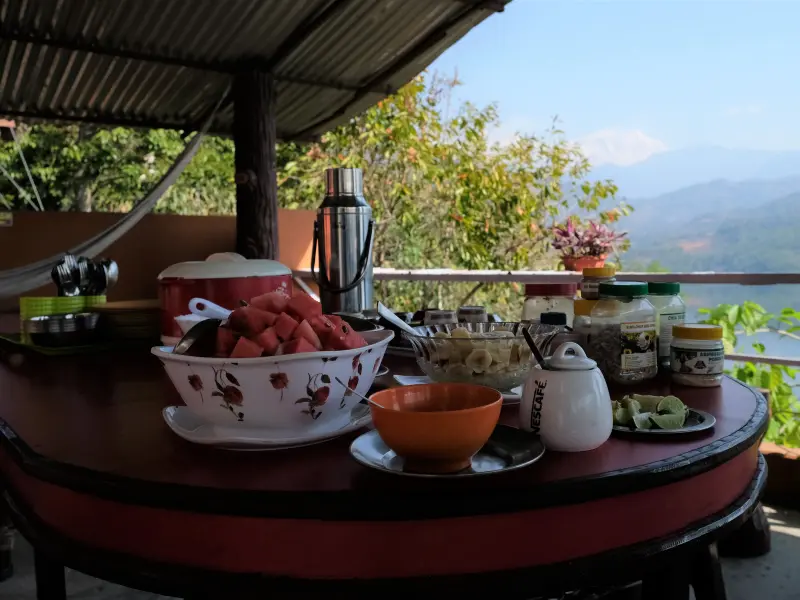 Delicious organic meals for yoga students at Tattvaa Yogashala, Nepal